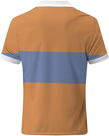 XXBR Летни Ризи с къси ръкави за мъже, 2022 Мъжка Тениска за голф с цип и с Къс Ръкав, Райе Цветен Блок, Ежедневни Риза в стил
