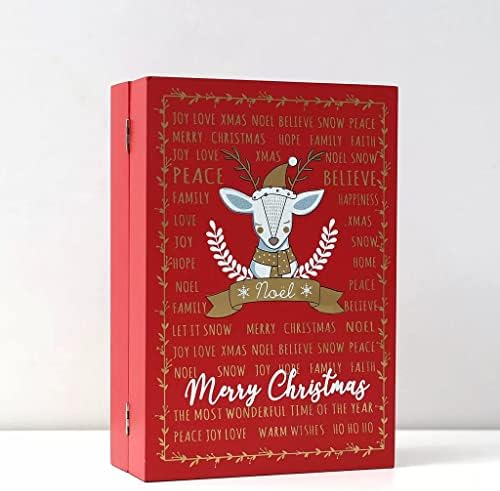 Адвент Календари Декор на фермерска къща Коледен Календар Дървена Книга, Календар Украса Сгъваем Календар Украса (Цвят: червен, размер: