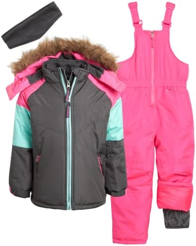 Зимен костюм за момиченца в Розов цвят Platinum - Водоустойчив Зимно яке и ски гащеризон с нагрудником (2T-16)