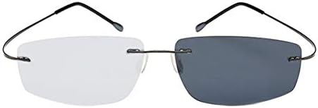 SightPerk Мъжки Гъвкави Метални Бифокални Очила За четене Без Рамки, Фотохромичните Слънчеви Очила
