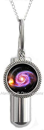 Украса ръчно изработени Стъклена УРНА Whirlpool Galaxy.Колие от урна за кремация Мъглявината Космос.Бижута от Космоса, Вселената,