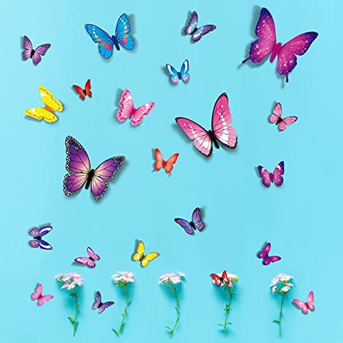 60 БР. Стенен Декор с пеперуди, Подвижни 3D Стикери за стена с Пеперуди, Декор за инди-стаен, Естетичен Декор за стая за момичета,