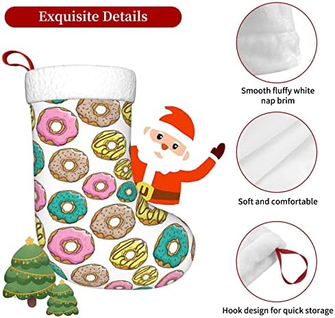 Коледни Чорапи с Красиви Варени Пончиками, Украшения за Елхи, Коледни Чорапи за Коледа на Празнични партита, Подаръци 18 Инча