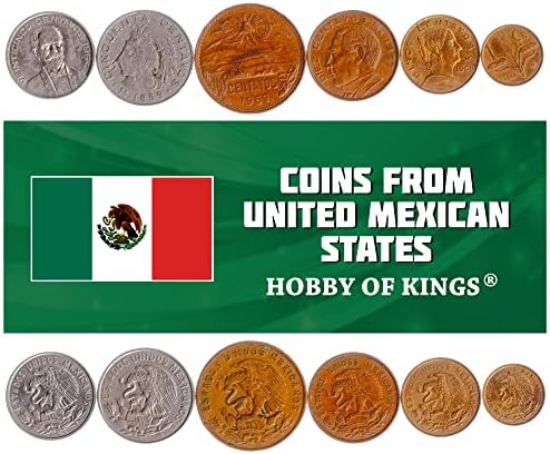 Комплект от 7 монети от Мексико | Колекция от мексикански монети от 5 10 20 50 100 500 1000 песос | В обращение 1984-1992 | Стара