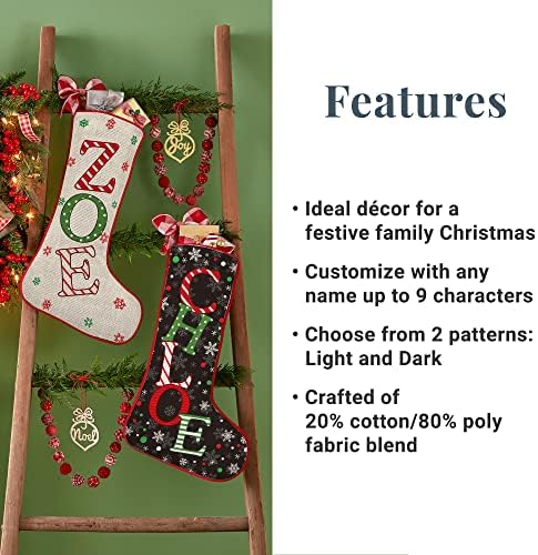 Нека да се създаде В памет на Персонални Коледни Чорапи с Празнична тема - за семейство - Тъмен дизайн