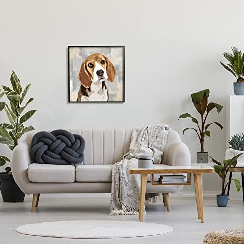Куче Stupell Industries Бийгъл Търпеливо Чака Абстрактен Колаж за домашни любимци на фона на, Дизайн на Кери Роджърс