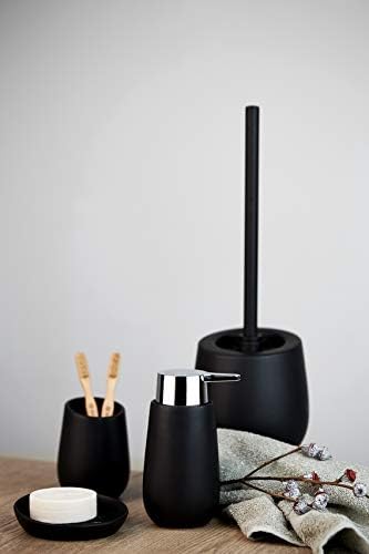 Керамична чаша WENKO Badi Black - Държач за четка за зъби и паста за зъби, Керамика, 8 x 11 x 8 см., Черно