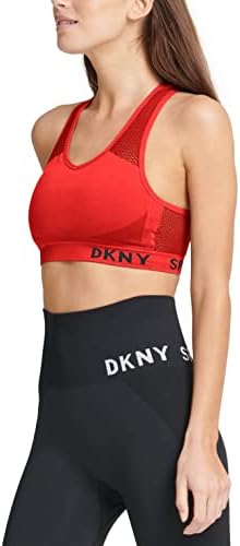 Спортен сутиен средна ударопрочности DKNY Women ' s Sport с вкара облегалка (XS, Murano) Червен