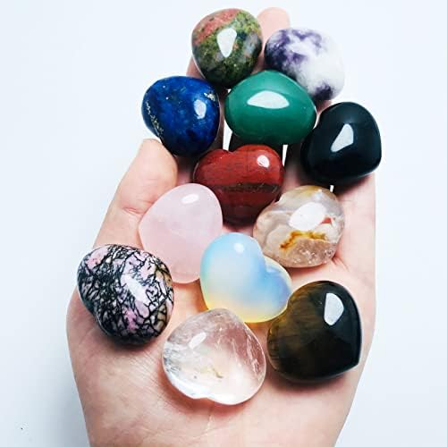 YSSJGOOD 5 бр. Камъни във формата на сърце, Натурални Кристали за Заздравяване на сърцето, Полирани Скъпоценни Камъни за палеца за Балансиране