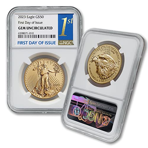 2023 Без знака на монетния двор 1 унция златна монета Американски Орел в кюлчета Gem Без лечение (Първия ден на издаване