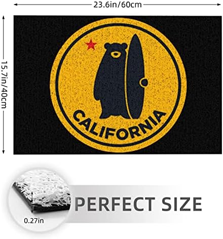 Вратата мат California Surf Bear, Голям 24 * 16 Инча, Подложка за вътрешна и Външна употреба, Нескользящий Подложка от PVC, Добре Дошли, Врата
