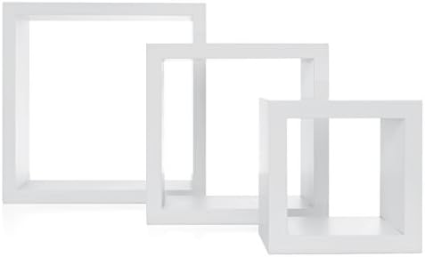 Кубчета Kiera Grace, Определени от 3,9 x 9 инча, Бели Квадратни, Кубични Декоративни Плаващи рафтове за стена, 9,5 x 9,5 инча