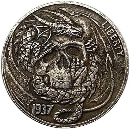 1937 Скитник Дракон Легенда Античен Мед, Старо Сребро Айде Колекция от Монети Монета с Черепа на Животното Сребърна Монета за