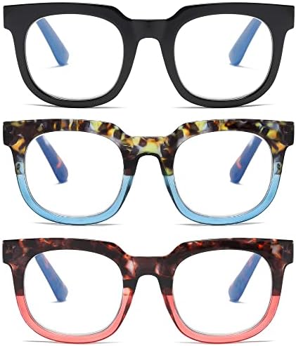 FSRTEP Извънгабаритни очила за четене за жени, блокиране на синя светлина, компютърни ридеры, пружинни панти, ретро + 2,0