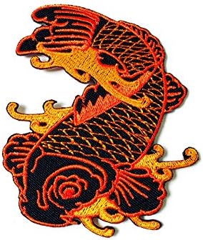 Orange Щастлива Японската Риба Шаран Koi Красиви Ивици с Лого, Дойде Желязо, Бродирана Апликация, Икона, Нашивка на Дрехи, Костюми