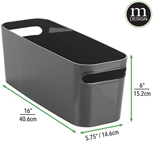 mDesign Голяма Пластмасова кошница за съхранение с дръжки за шкафа в банята, шкафчета, Под кухненската мивка или мивката;