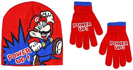 Комплект шапки и ръкавици Super Mario за момчета Nintendo в студено време, 4-7