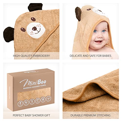 Детско бамбуковое кърпа MINIBOO Премиум-клас с уникален дизайн кученца – Много меко и впитывающее детско кърпи за баня за