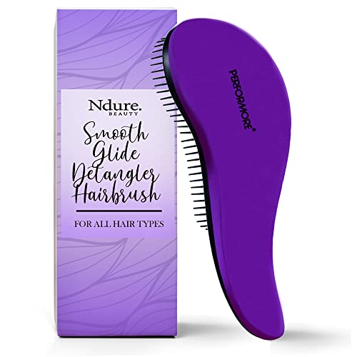 Четка за коса Smooth Glide Detangler, Единична Лилава четка за оформяне на естествени, къдрава, преки, мокра или Суха коса,