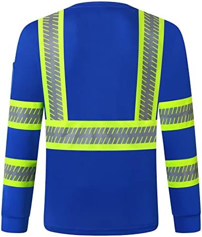 Защитна тениска JKSafety Hi-Vis с дълги ръкави и със светлоотразителни ивици, пришитыми за дълъг планкам неонового цвят | Светоотражающая
