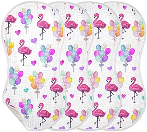 YYZZH Фламинго Многоцветен Балон Сърце Муслиновые Салфетки От Оригване на Бебе 1 Опаковка от Памук Детски Гъба Престилки
