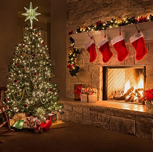 Коледна звезда Коледа topper Supergorea 13,4 инча златни Ретро Дизайн, предназначени за украса на Коледната елха (на закрито и открито), r