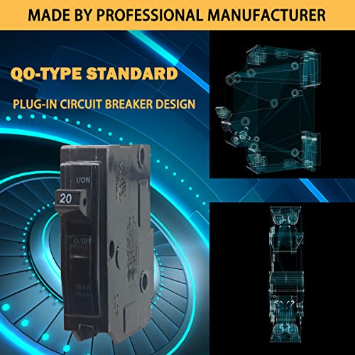 QO120CP 20-Амперный двухполюсный автоматичен прекъсвач за квадрат D, Миниатюрен автоматичен прекъсвач QO120CP с визуален индикатор