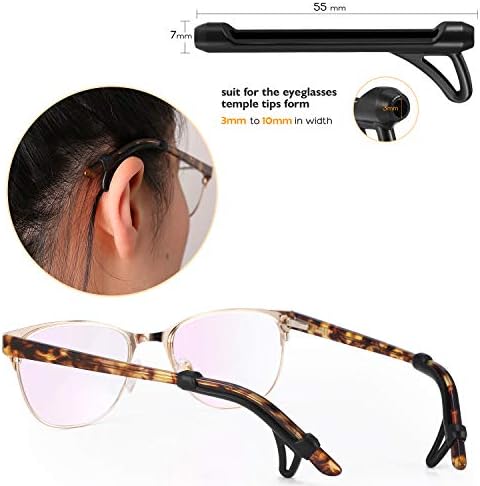 Ушна възглавница за очила SMARTTOP-Мини Ушни дръжки За очила-Мек Силикон за употреба за Ушни Куки за Мъже, Жени, Деца, спорт, Учене и работа (ЧЕРЕН, 6 двойки)