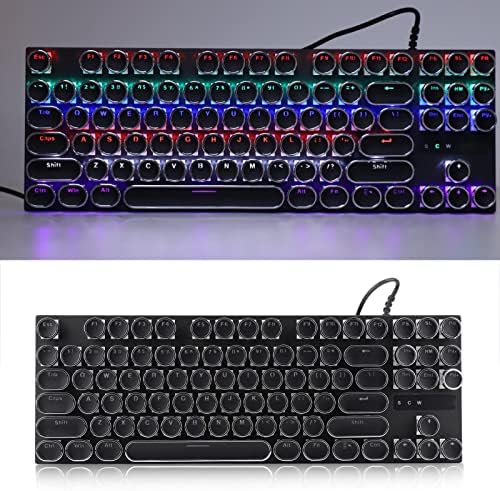 Механична клавиатура Zyyini, 87 клавиши, цвят RGB, светло синята Механична клавиатура, Съответстваща на цвета на Ергономична клавиатура