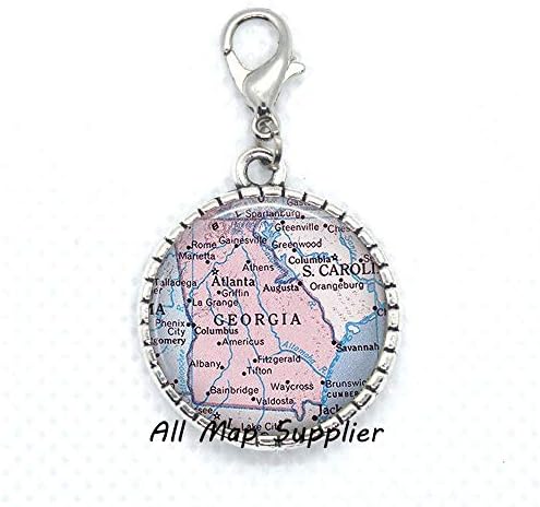 AllMapsupplier Мода цип, Карта на Грузия с цип, Грузия с цип, Карта на Грузия Закопчалката-омар, Бижута с карта на Грузия, A0172