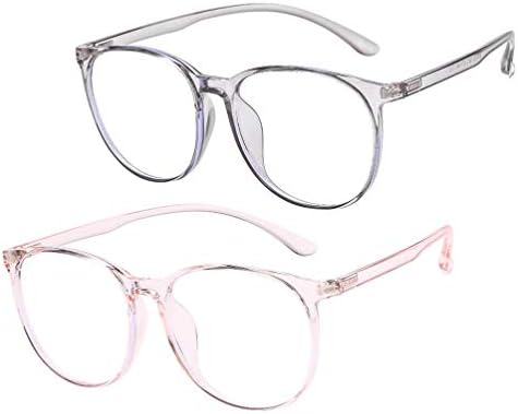 KESYOO Творчески Очила с Защита от Синя светлина, 2 бр., Стилни Очила за Жени и Мъже (Черен, Бял)