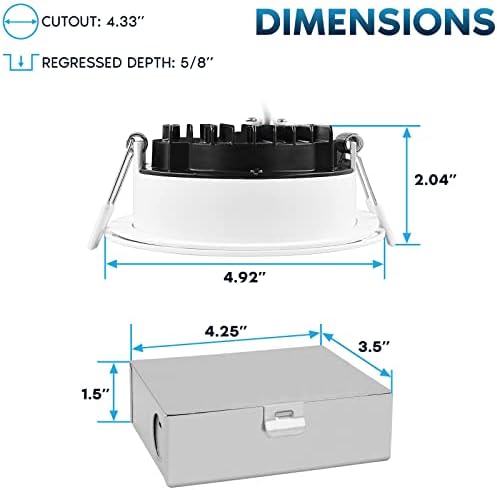 LUXRITE 4-инчов led-вградени тавана лампа с разпределителната кутия, 15 W, 5CT За избор 2700 K/3000 ДО/3500 ДО / 4000 ДО / ОТ 5000