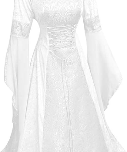 Средновековна рокля вещици, винтажное рокля-наметало на вещица с качулка, ръкав тръба, средновековна сватбена рокля, рокля за
