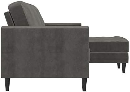 CosmoLiving от Cosmopolitan Cosmoliving Strummer, разтегателен секционни диван-разтегателен диван, светло сиво