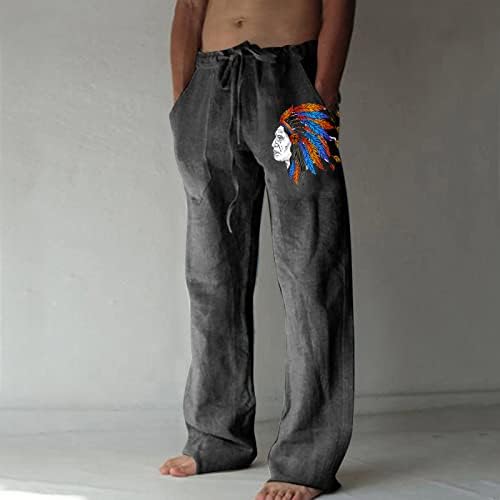 MIASHUI Star Boy мъжки модни ежедневни памучни панталони дантела с джобове и принтом, панталони големи размери с принтом,