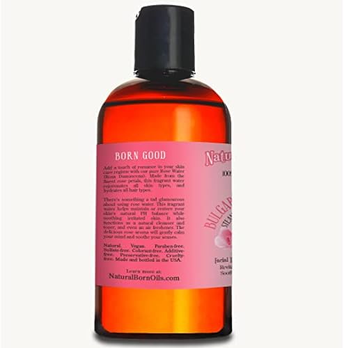 Гидрозоль Розова вода Natural Born Oils 8 грама, Чист и Натурален, Органичен, дестилиран пара, Почистващ Тоник за лице, с пистолет,