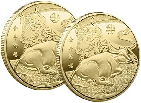 VALICLUD 2 ЕЛЕМЕНТА Монети 2021 Година на Бика Китайския Зодиак Сувенирни Монети Възпоменателни Монети на Годината на Бика Щастливи