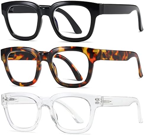 ZXYOO, 3 опаковки очила за четене в стила на Опра за жени и мъже, блокер синя светлина компютърни ридеры с пружинным тръба