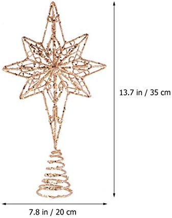 Happyyami Златен Декор Коледна Звезда Коледа Topper Коледно Дърво, Желязо Звезден Topper Коледно Дърво Topper Блестящи Декорации За Коледната