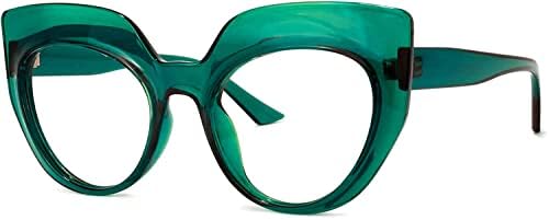 VOOGLAM Извънгабаритни Дебели Очила с Блокиране на Синя Светлина Котешко око, Модерен Фалшиви Очила в Винтажной Рамки за Жени