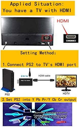 Адаптер конвертор PS2 HDMI, Конвертор за PS2 на HDMI с аудиовыходом 3,5 мм за монитор HDTV HDMI Поддържа Всички режими на показване