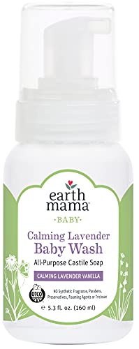 Earth Мама Успокояващ детско средство с лавандула и Нежна Кастильским сапун за чувствителна кожа, 5,3 Течни унции