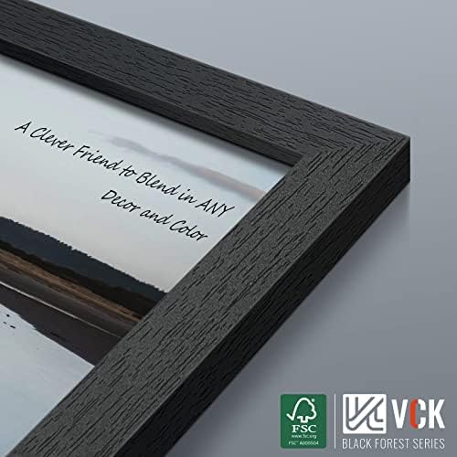 Комплект от 3 Рамки за плакати VCK 16x24, Рамка за снимки от Черно масивно дърво, Текстурирани Изключителна Рамка на картина за Стената
