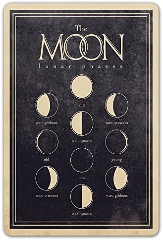 Ylens The Moon Плакат С Информация За Фази на Луната, Ретро Декор на Стените на Стаите в Дома, Реколтата, Метални Знаци Фермерска Къща,