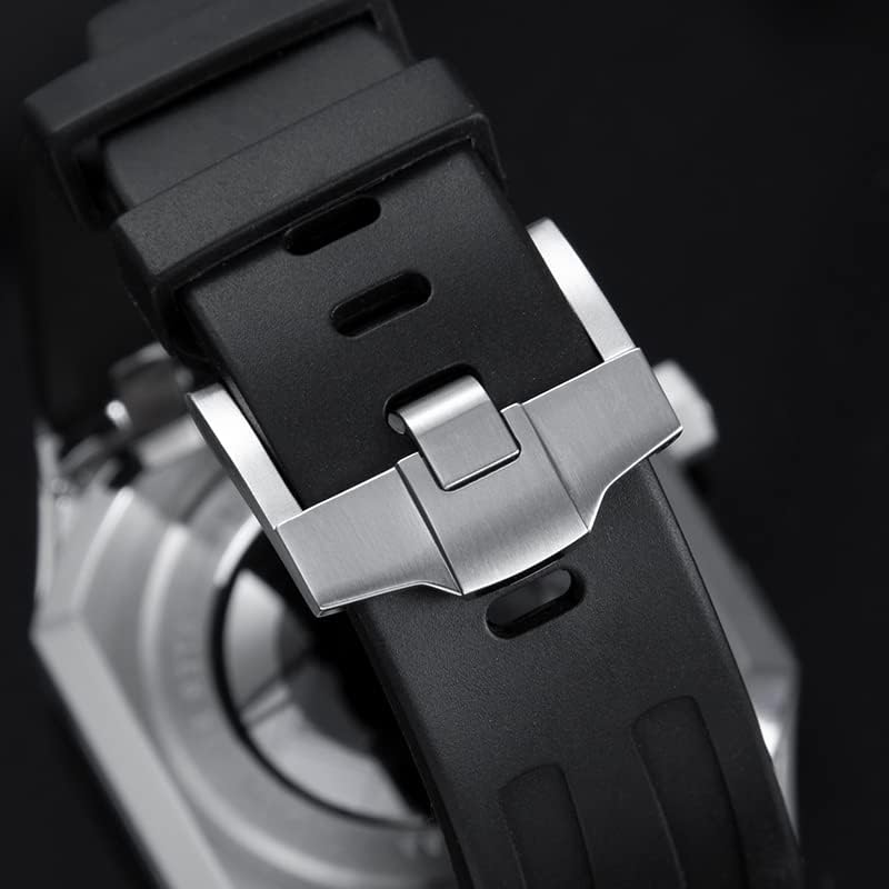 CNHKAU Каишка от фтористой каучук, Модифициран Корпус часа, Метален Панел за Apple iwatch 4/5/6/SE, Модифицирани Аксесоари за часовника