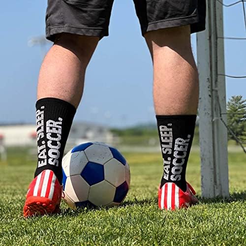 ChalkTalkSPORTS Футболни Спортни Тъкани Чорапи до средата на прасците | Eat Sleep Soccer | Младежки Размер