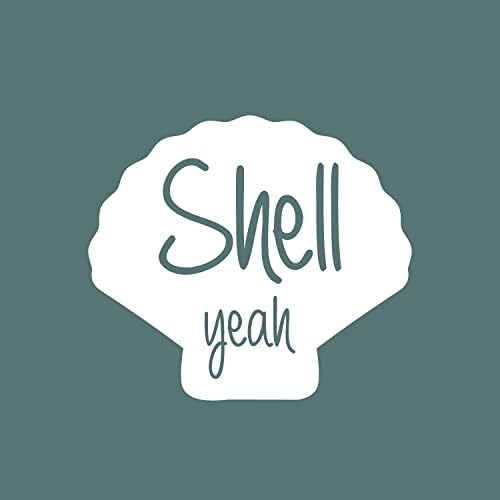 Винил Арт Стикер на стената - Shell Yeah - 14 x 16 - Минималистичные Сладки Самозалепващи Етикети във формата на Миди, за Дома,