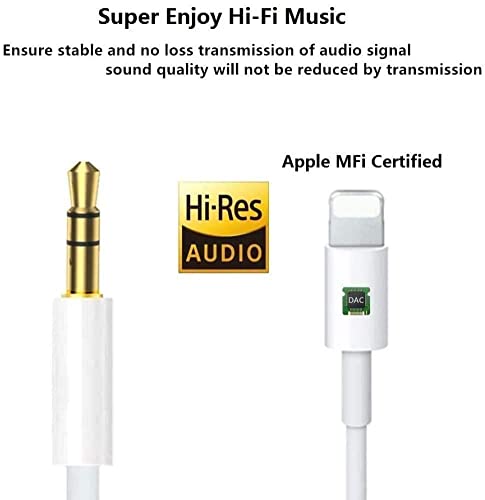 Кабел AUX за iPhone, аудио кабел Lightning-3,5 мм, 2 опаковки [Сертифициран от Apple Пфи] Жак за слушалки за iPhone за iPhone 14 13 12 11