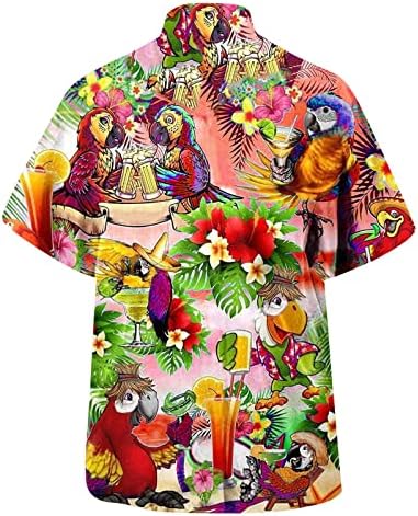 Хавайска Риза за Мъжете, Летни Плажни Прилепнали Рокли-Ризи с Копчета, с Тропически Принтом, Рокля-Риза с Къс Ръкав, Тениски,