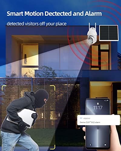 XIAOVV Слънчеви охранителни Камери Безжични Външни за домашна сигурност, два прожектор и Цветна камера за Нощно виждане 1080P